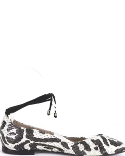 La Piscine Paris Ballerines en cuir pointues motif python Aperlai*Femme Chaussures