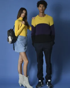 La Piscine Paris Baskets es et jaunes bi-matières Voile Blanche*Homme Chaussures