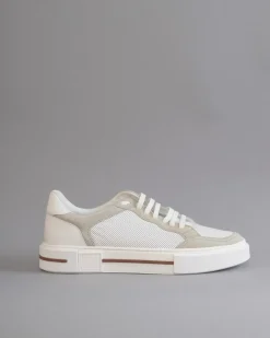 La Piscine Paris Baskets en cuir lisse perforé à empiècements en daim Eleventy*Homme Chaussures