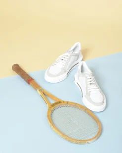 La Piscine Paris Baskets en cuir lisse perforé à empiècements en daim Eleventy*Homme Chaussures