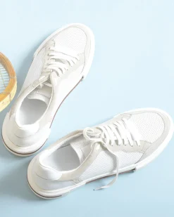 La Piscine Paris Baskets en cuir lisse perforé à empiècements en daim Eleventy*Homme Chaussures