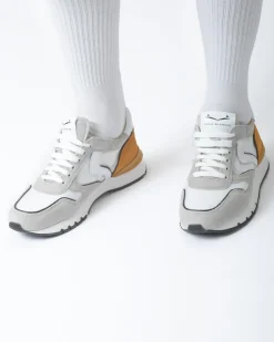 La Piscine Paris Baskets oranges et es bi-matières Voile Blanche*Femme Chaussures