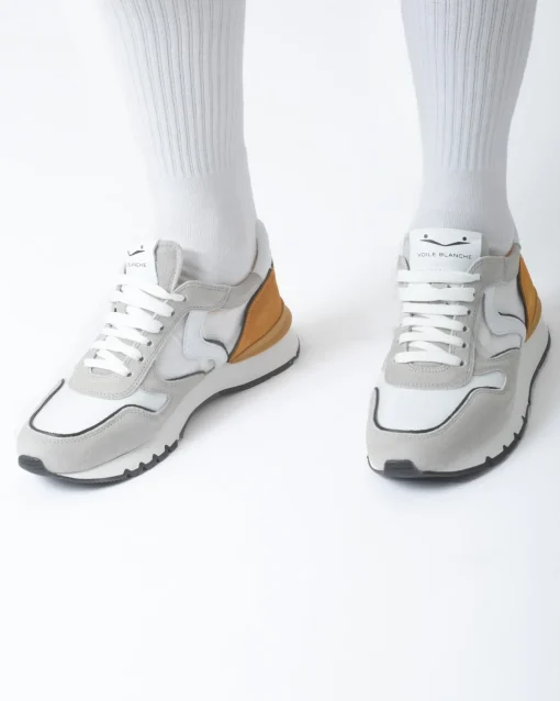 La Piscine Paris Baskets oranges et es bi-matières Voile Blanche*Femme Chaussures