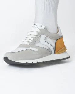 La Piscine Paris Baskets oranges et es bi-matières Voile Blanche*Femme Chaussures