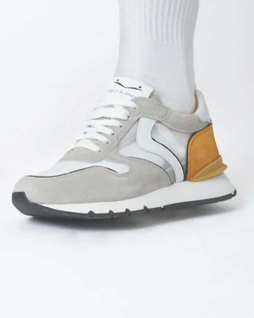 La Piscine Paris Baskets oranges et es bi-matières Voile Blanche*Femme Chaussures