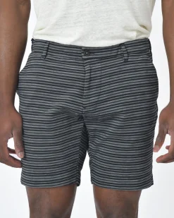 La Piscine Paris Bermuda en coton gris & à rayures Myths*Homme Shorts