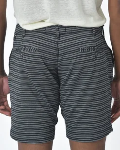 La Piscine Paris Bermuda en coton gris & à rayures Myths*Homme Shorts