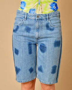 La Piscine Paris Bermuda en jean à imprimé géométrique Each x Other*Femme Shorts|Bas Femme