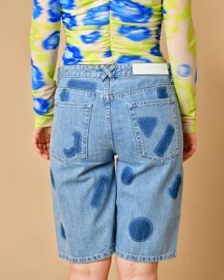 La Piscine Paris Bermuda en jean à imprimé géométrique Each x Other*Femme Shorts|Bas Femme