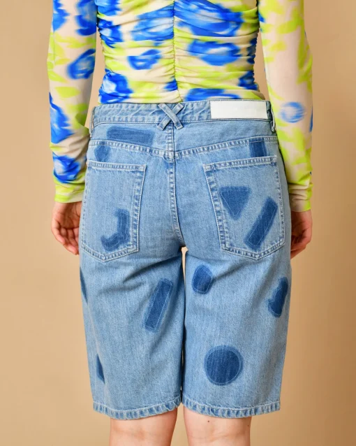 La Piscine Paris Bermuda en jean à imprimé géométrique Each x Other*Femme Shorts|Bas Femme