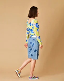 La Piscine Paris Bermuda en jean à imprimé géométrique Each x Other*Femme Shorts|Bas Femme