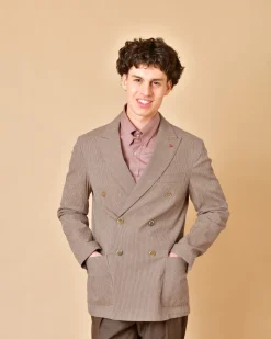 La Piscine Paris Blazer en coton et lin à rayures AT.P.CO*Homme Blousons & Vestes