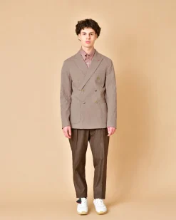 La Piscine Paris Blazer en coton et lin à rayures AT.P.CO*Homme Blousons & Vestes
