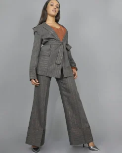 La Piscine Paris Blazer en laine mélangée avec de fines rayures en lurex cuivré Space Simona Corsellini*Femme Blousons & Vestes