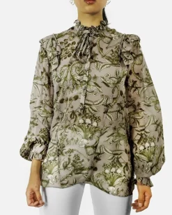 La Piscine Paris Blouse à col lavallière rose imprimé baroque John Richmond*Femme Chemisiers & Blouses