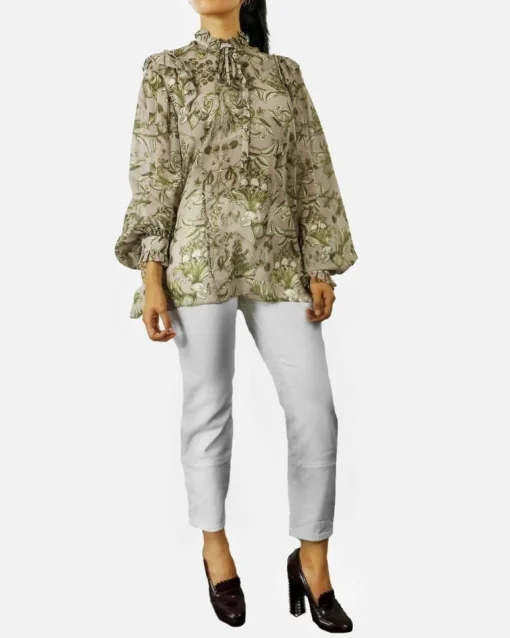 La Piscine Paris Blouse à col lavallière rose imprimé baroque John Richmond*Femme Chemisiers & Blouses