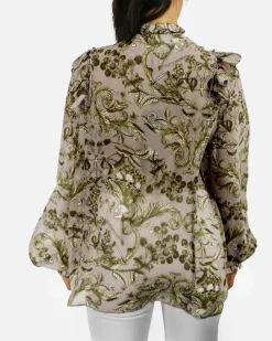 La Piscine Paris Blouse à col lavallière rose imprimé baroque John Richmond*Femme Chemisiers & Blouses