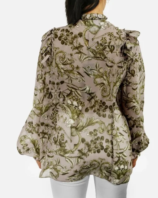 La Piscine Paris Blouse à col lavallière rose imprimé baroque John Richmond*Femme Chemisiers & Blouses