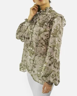 La Piscine Paris Blouse à col lavallière rose imprimé baroque John Richmond*Femme Chemisiers & Blouses