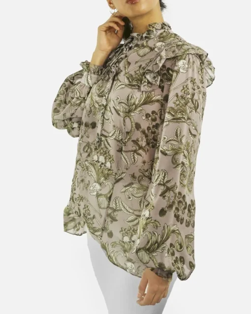 La Piscine Paris Blouse à col lavallière rose imprimé baroque John Richmond*Femme Chemisiers & Blouses