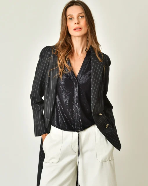 La Piscine Paris Blouse à fils métalliques Chemins Blancs*Femme Chemisiers & Blouses