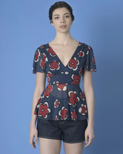 La Piscine Paris Blouse à imprimé fleuri Red Valentino*Femme Chemisiers & Blouses