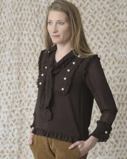 La Piscine Paris Blouse en crêpe à volants Edward Achour*Femme Chemisiers & Blouses