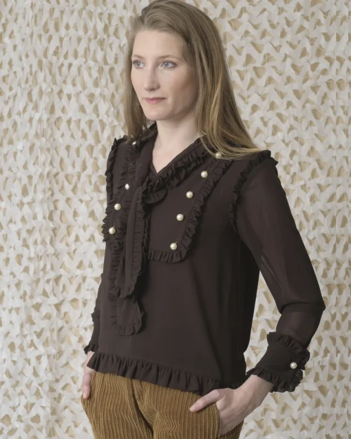 La Piscine Paris Blouse en crêpe à volants Edward Achour*Femme Chemisiers & Blouses