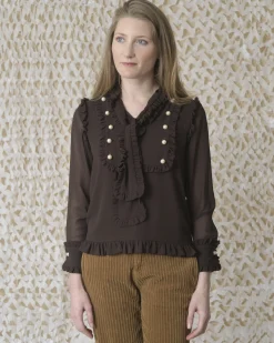 La Piscine Paris Blouse en crêpe à volants Edward Achour*Femme Chemisiers & Blouses
