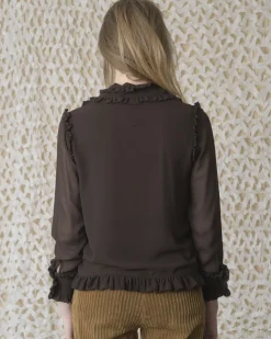 La Piscine Paris Blouse en crêpe à volants Edward Achour*Femme Chemisiers & Blouses