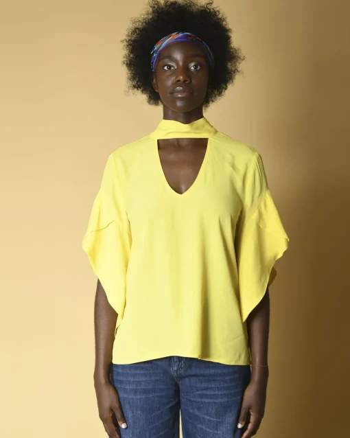 La Piscine Paris Blouse en crêpe à volants Space Simona Corsellini*Femme Chemisiers & Blouses