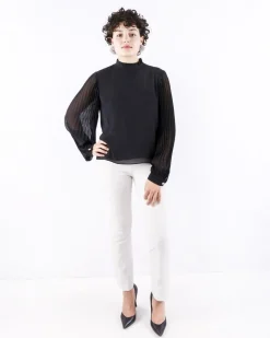 La Piscine Paris Blouse en mousseline e à manches plissée Edward Achour*Femme Chemisiers & Blouses