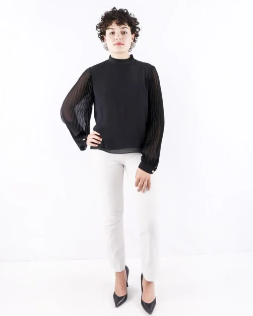 La Piscine Paris Blouse en mousseline e à manches plissée Edward Achour*Femme Chemisiers & Blouses