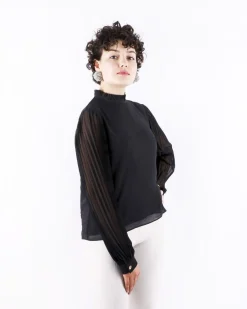 La Piscine Paris Blouse en mousseline e à manches plissée Edward Achour*Femme Chemisiers & Blouses