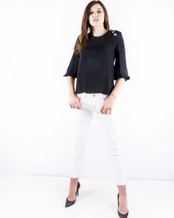La Piscine Paris Blouse en mousseline à boutons griffés Balmain*Femme Chemisiers & Blouses