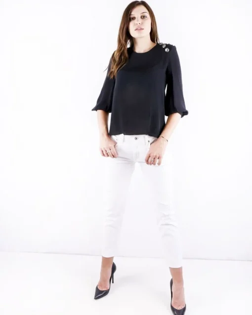 La Piscine Paris Blouse en mousseline à boutons griffés Balmain*Femme Chemisiers & Blouses
