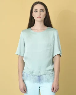 La Piscine Paris Blouse en satin à plumes Maison Père*Femme Chemisiers & Blouses