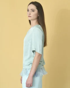 La Piscine Paris Blouse en satin à plumes Maison Père*Femme Chemisiers & Blouses