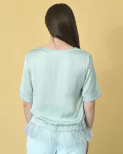 La Piscine Paris Blouse en satin à plumes Maison Père*Femme Chemisiers & Blouses