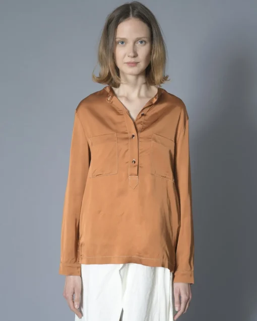 La Piscine Paris Blouse en serge satinée à poches Chloe Stora*Femme Chemisiers & Blouses