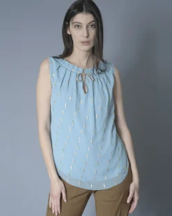 La Piscine Paris Blouse en soie à fronces et fils métalliques Nenette*Femme Chemisiers & Blouses