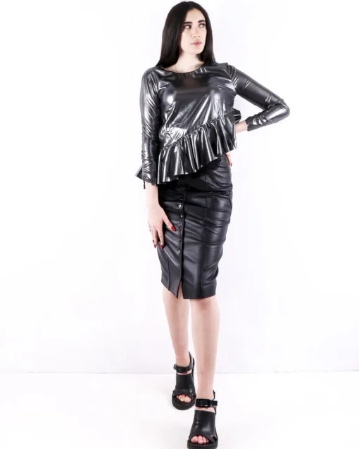 La Piscine Paris Blouse en soie argent lamé volanté Maison Père*Femme Chemisiers & Blouses