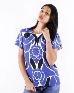 La Piscine Paris Blouse en soie à imprimé fantaisie bleu Alexander McQueen*Femme Chemisiers & Blouses