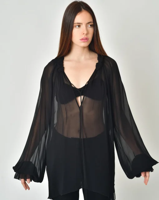 La Piscine Paris Blouse en voile transparent Nostra Santissima*Femme Chemisiers & Blouses