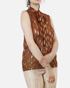 La Piscine Paris Blouse lavallière en soie lamée Space Simona Corsellini*Femme Chemisiers & Blouses