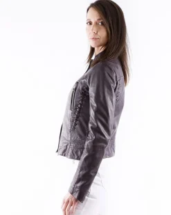 La Piscine Paris Blouson en cuir prune Just Cavalli*Femme Blousons & Vestes