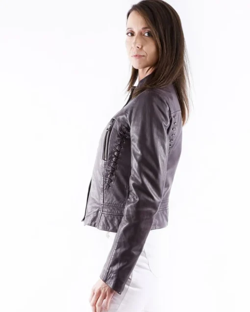 La Piscine Paris Blouson en cuir prune Just Cavalli*Femme Blousons & Vestes