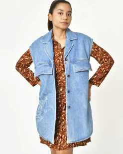 La Piscine Paris Blouson oversize en jean sans manche T_coat*Femme Blousons & Vestes