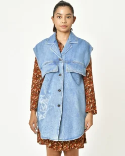 La Piscine Paris Blouson oversize en jean sans manche T_coat*Femme Blousons & Vestes