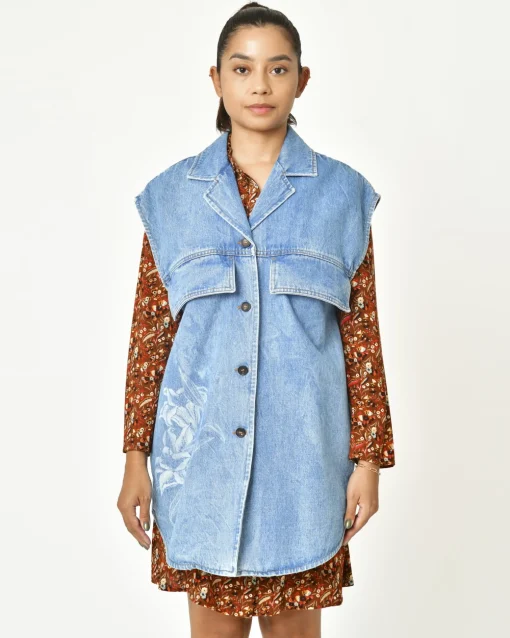 La Piscine Paris Blouson oversize en jean sans manche T_coat*Femme Blousons & Vestes